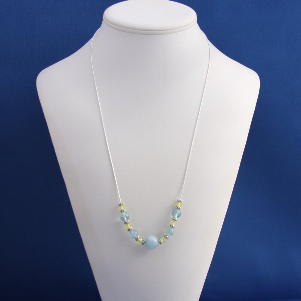 Aquamarine and Australian Flower SunJade Necklace
